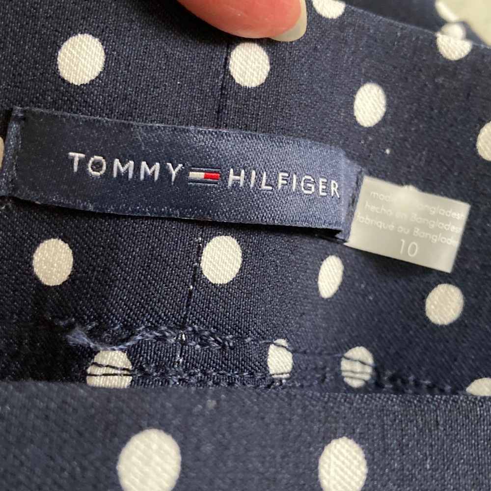 NWOT Tommy Hilfiger Dark Blue Polka Dot Stretch Leggings - Picture 2 of 6